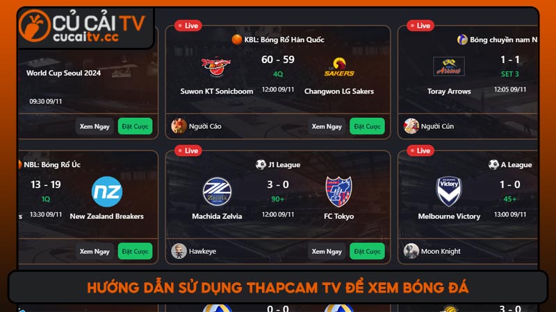 Hướng dẫn sử dụng Thapcam TV để xem bóng đá