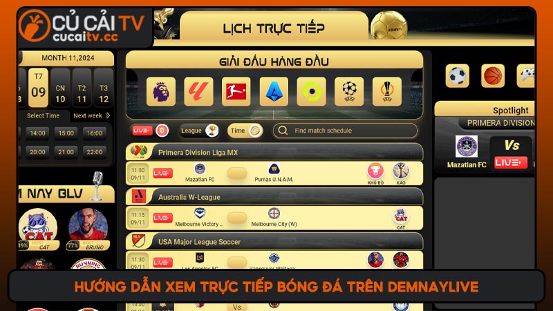 Hướng dẫn xem trực tiếp bóng đá trên Demnaylive