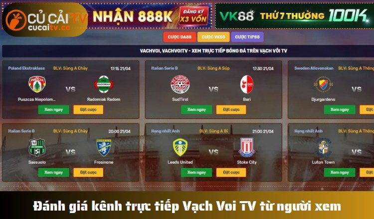 Đánh giá thực tế kênh trực tiếp Vạch Voi TV